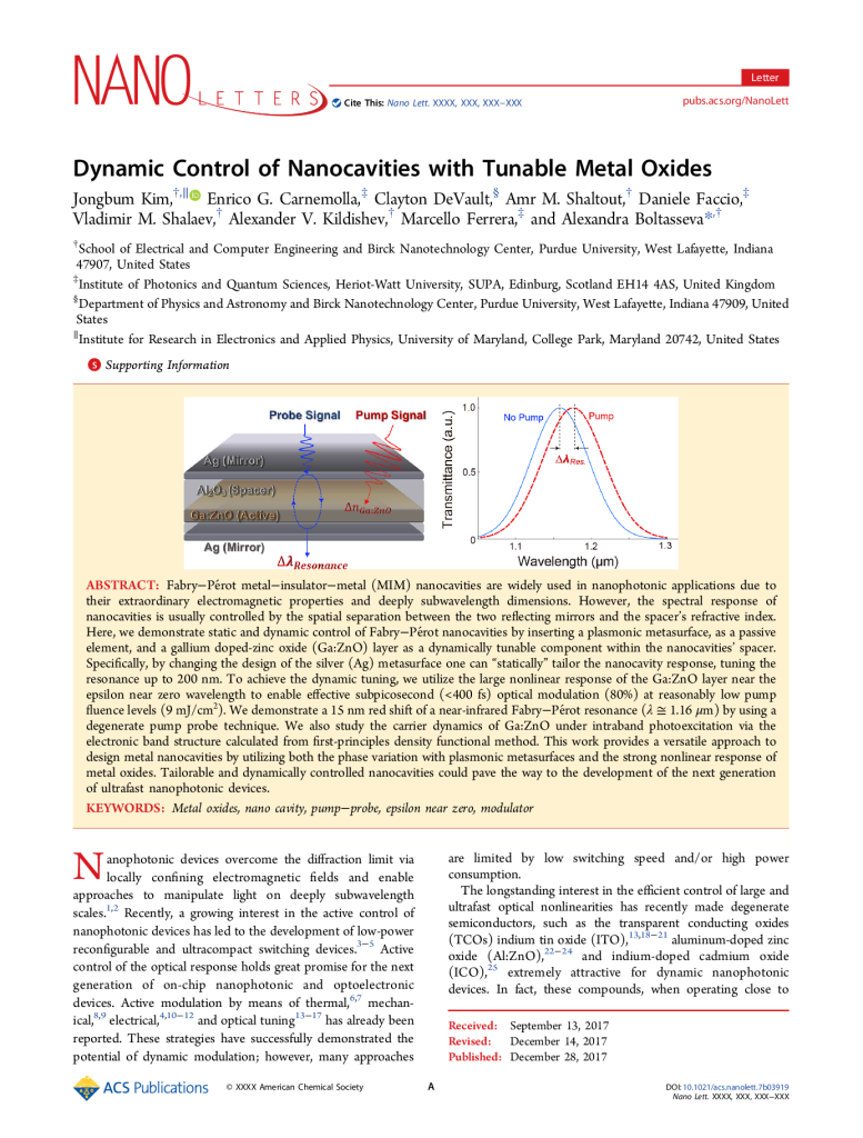 Dynamic Control of Nanocavities with Tunable Metal Oxides