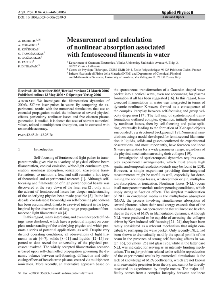 Measurement and calculation of nonlinear absorption associated to femtosecond filaments in water