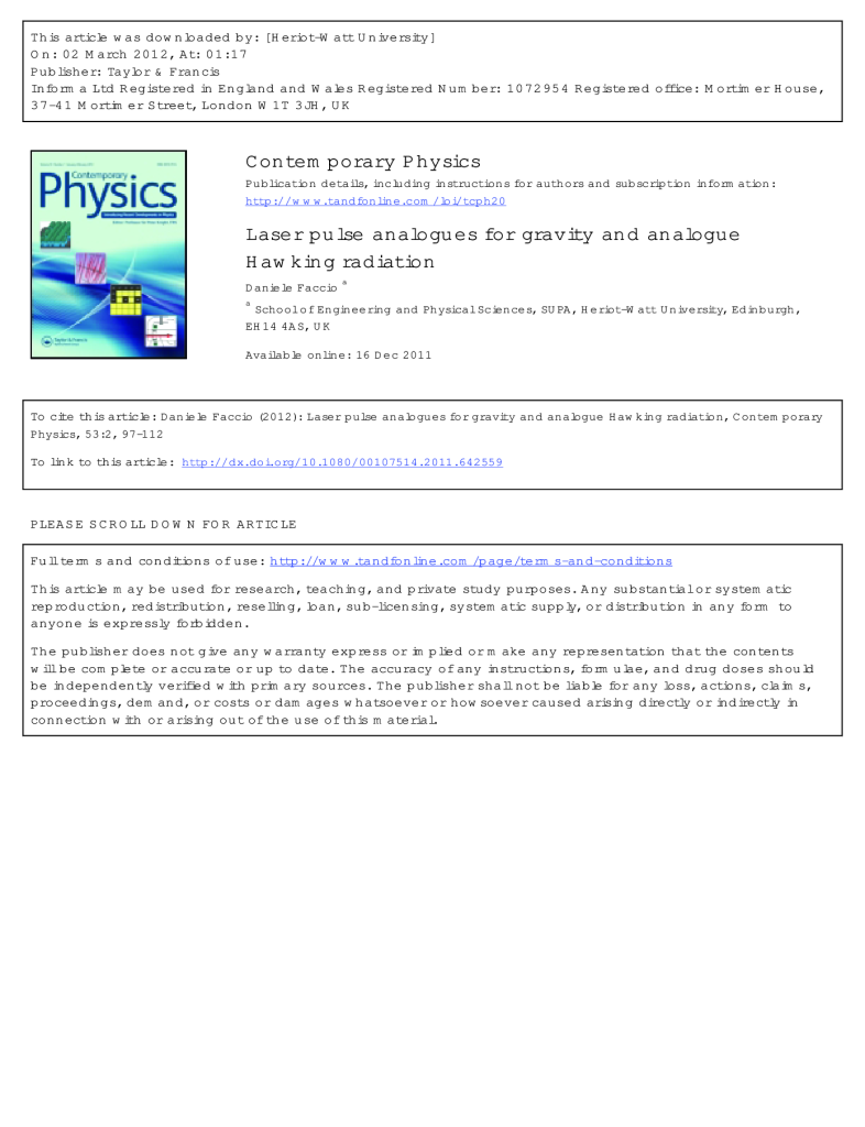 Laser pulse analogues for gravity and analogue Hawking radiation