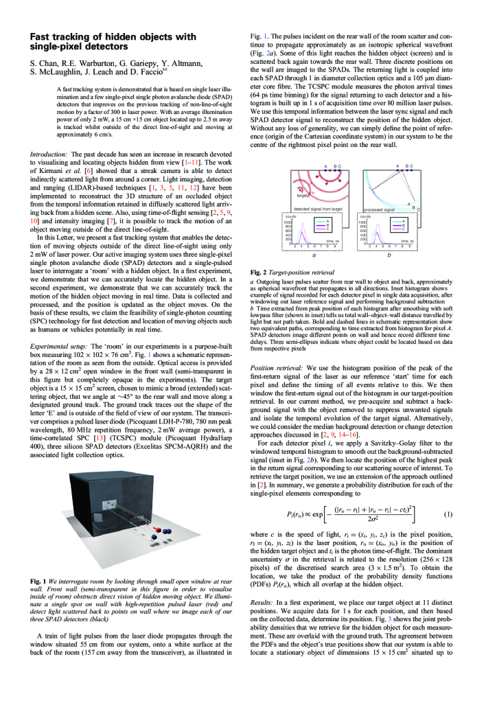 Fast tracking of hidden objects with single-pixel detectors