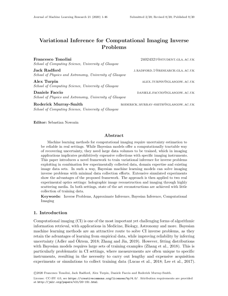 Variational Inference for Computational Imaging Inverse Problems