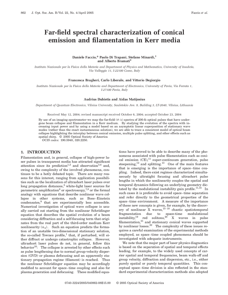Far-field spectral characterization of conical emission and filamentation in Kerr media