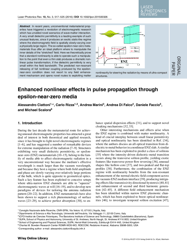Enhanced nonlinear effects in pulse propagation through epsilon-near-zero media
