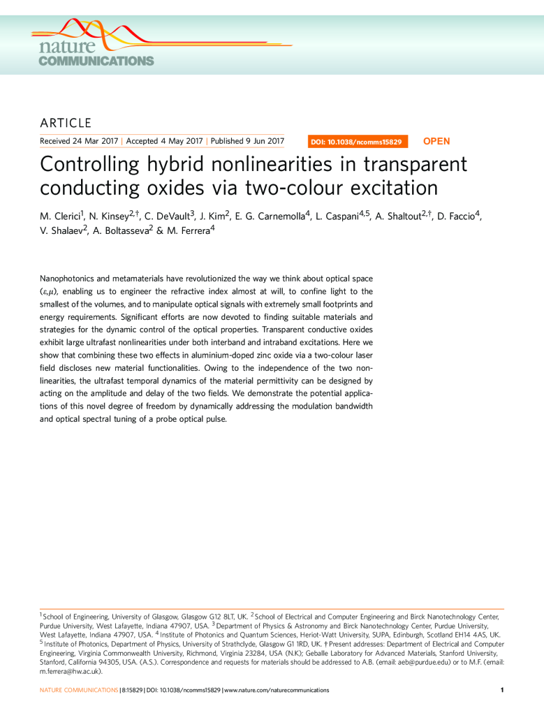 Controlling hybrid nonlinearities in transparent conducting oxides via two-colour excitation