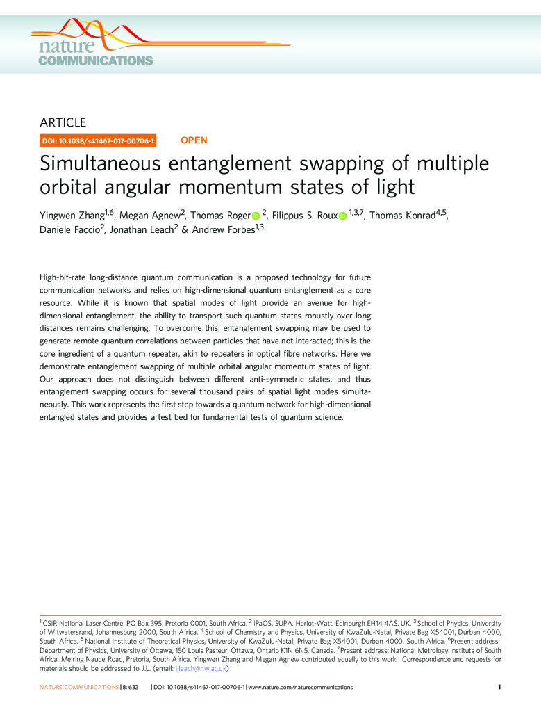 Entanglement swapping of multiple orbital angular momentum states of light
