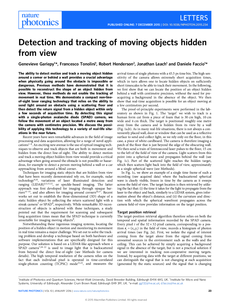 Detection and tracking of moving objects hidden from view