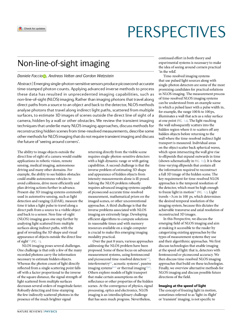 Non-line-of-sight imaging
