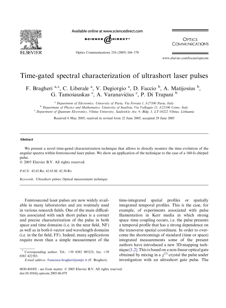 Time-Gated Spectral characterization of ultrashort laser pulses