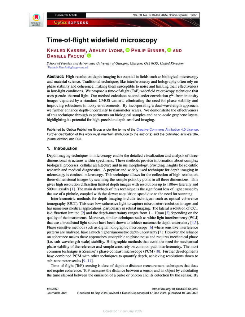 Time-of-Flight Widefield Microscopy