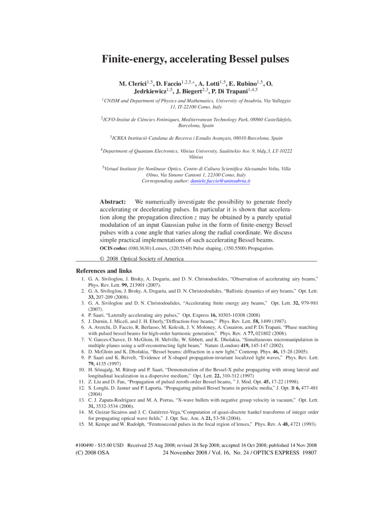 Finite-energy, accelerating Bessel pulses