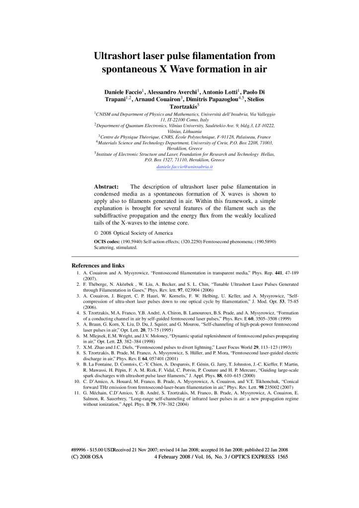 Ultrashort laser pulse filamentation from spontaneous X Wave formation in air