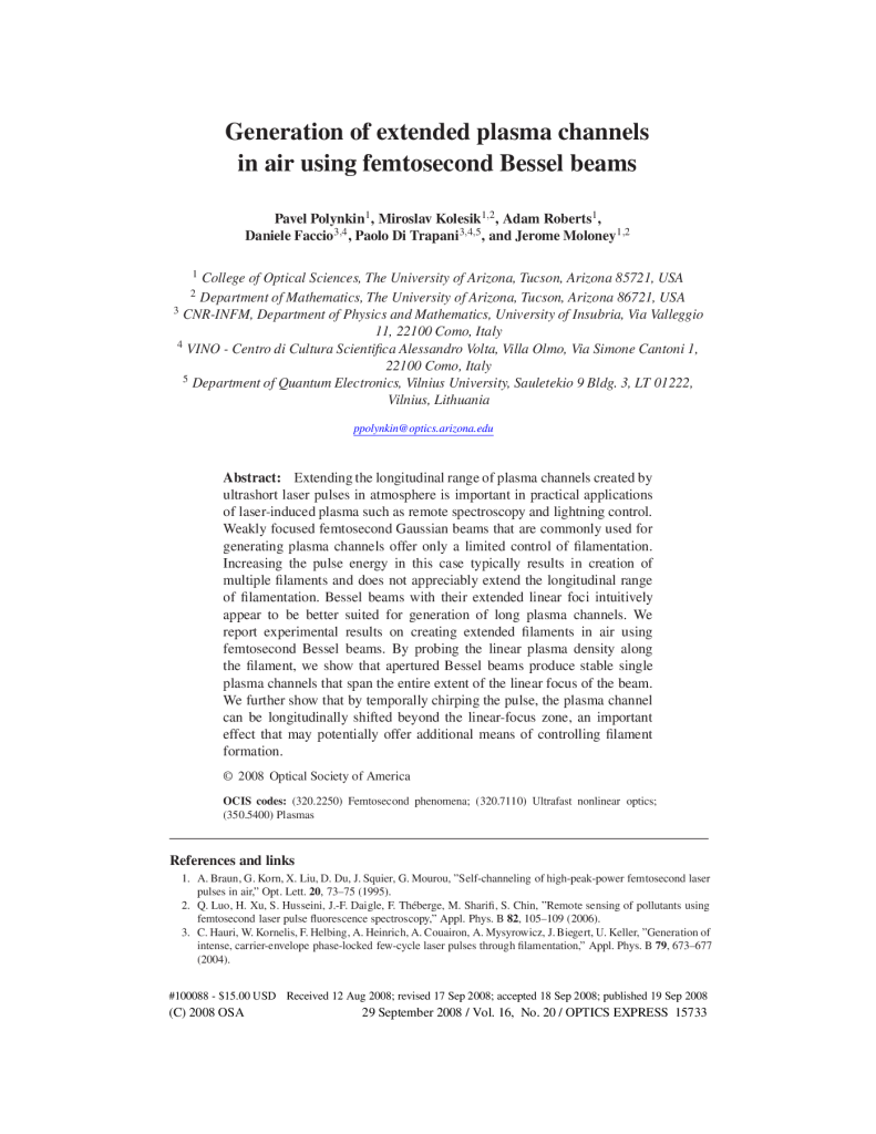 Generation of extended plasma channels in air using femtosecond Bessel beams
