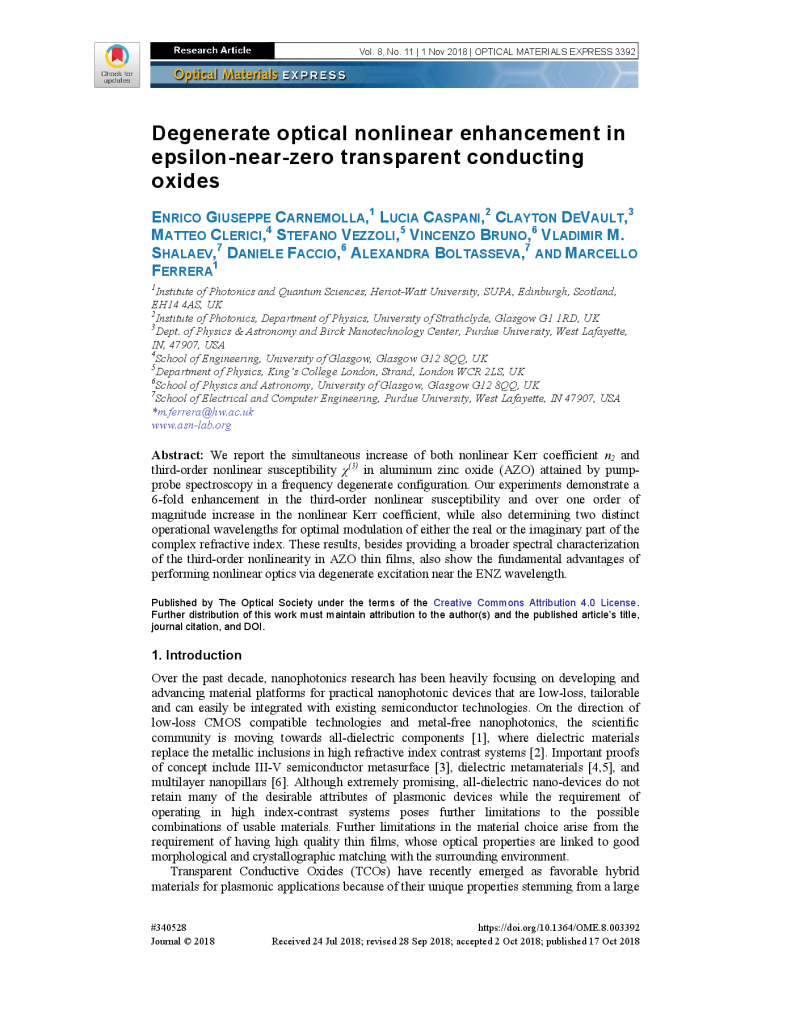 Degenerate optical nonlinear enhancement in epsilon-near-zero transparent conducting oxides