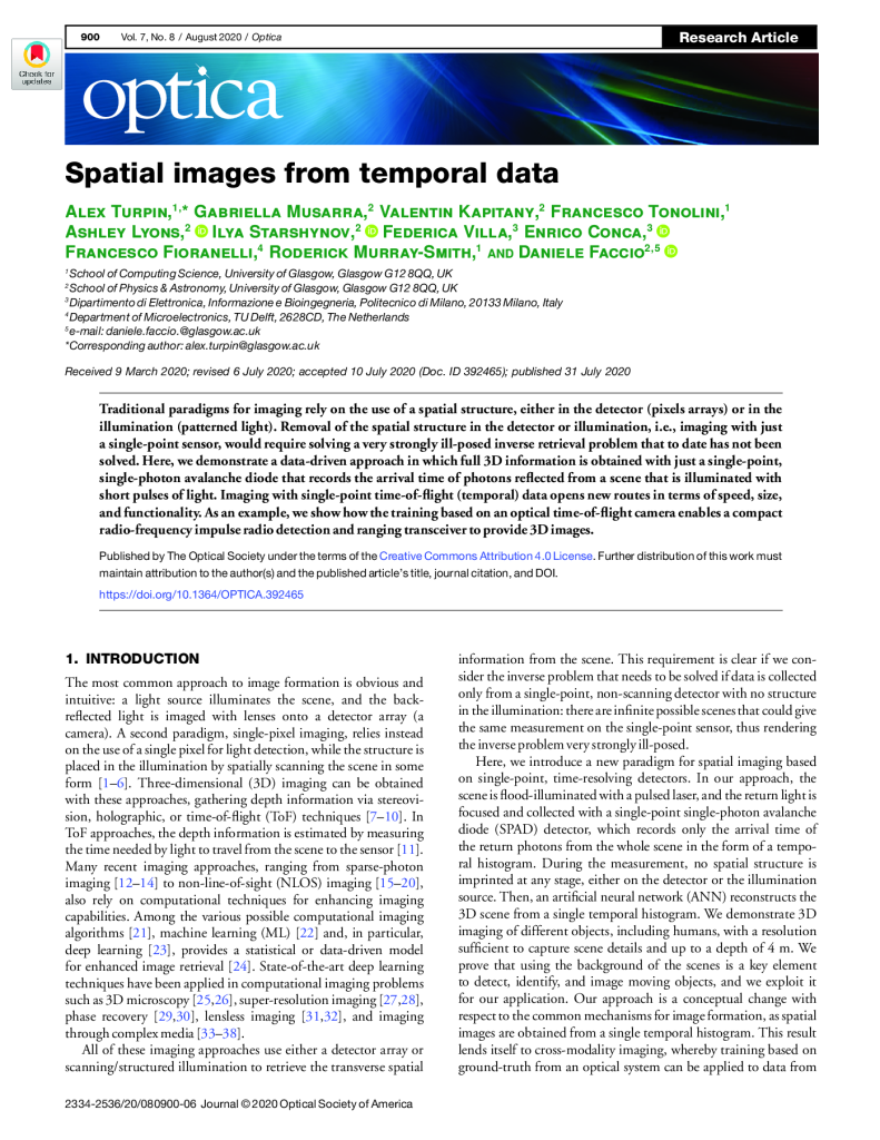 Spatial images from temporal data
