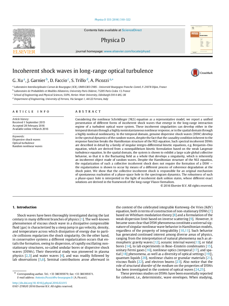 Incoherent shock waves in long-range optical turbulence