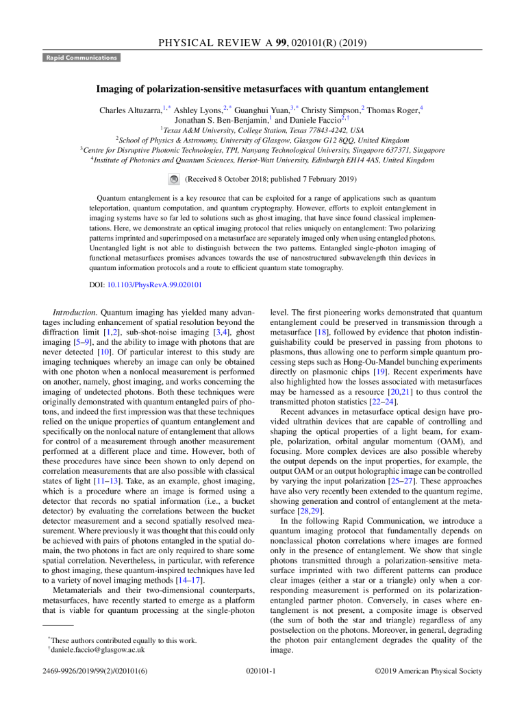 Imaging of polarization-sensitive metasurfaces with quantum entanglement