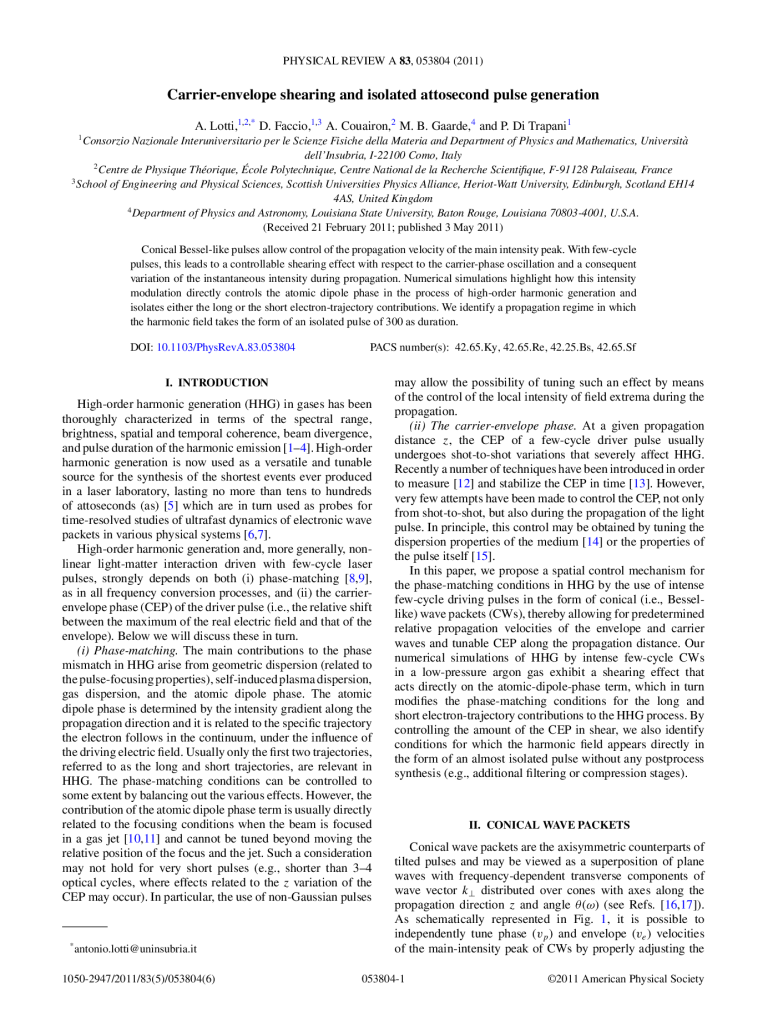 Carrier-envelope shearing and isolated attosecond pulse generation