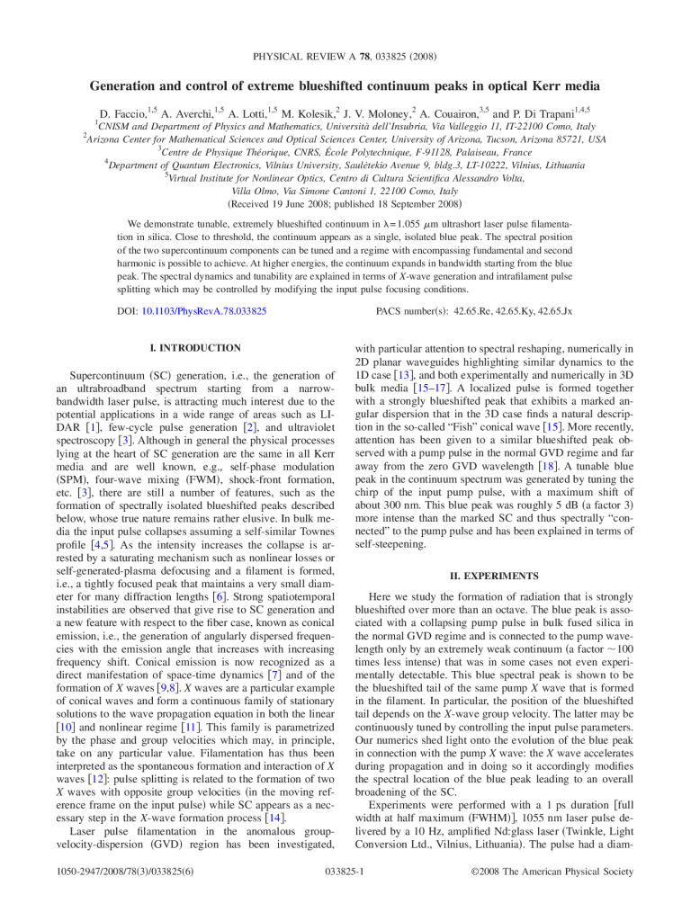 Generation and control of extreme-blue shifted continuum peaks in optical Kerr media
