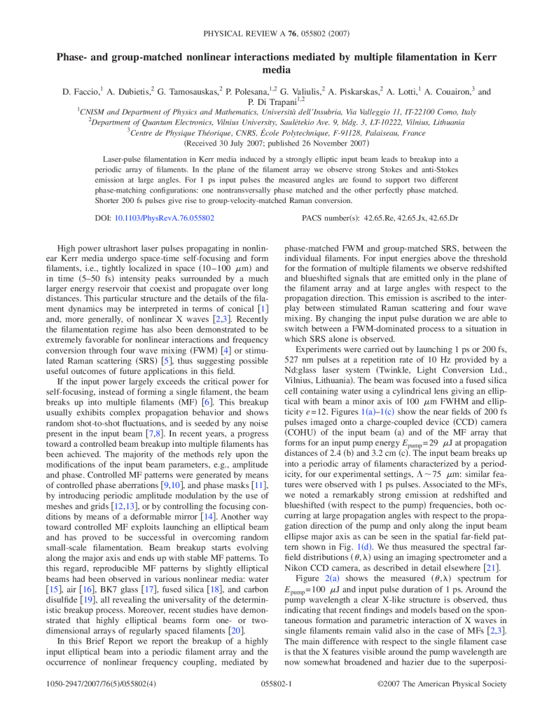Phase and group matched nonlinear interactions mediated by multipl filamentation in Kerr media