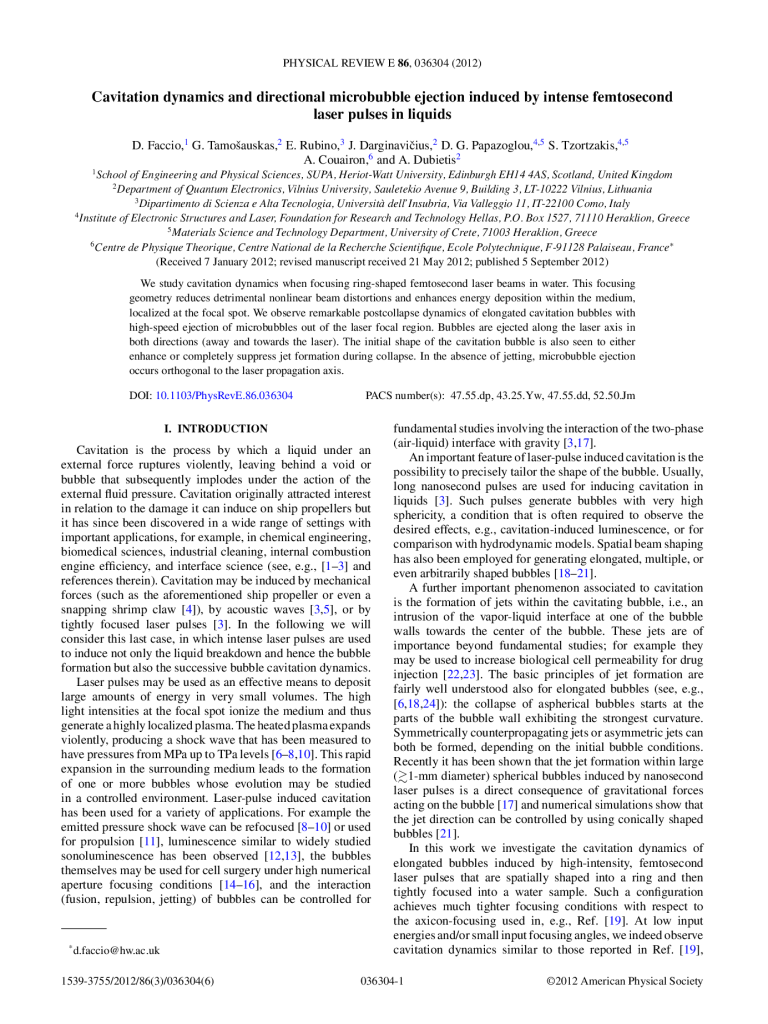 Cavitation dynamics and directional microbubble ejection induced by intense femtosecond laser pulses in liquids