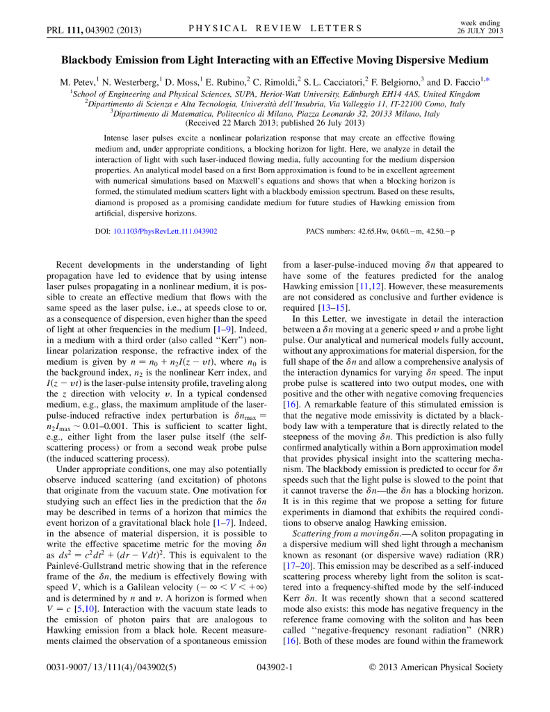Blackbody Emission from Light Interacting with an Effective Moving Dispersive Medium