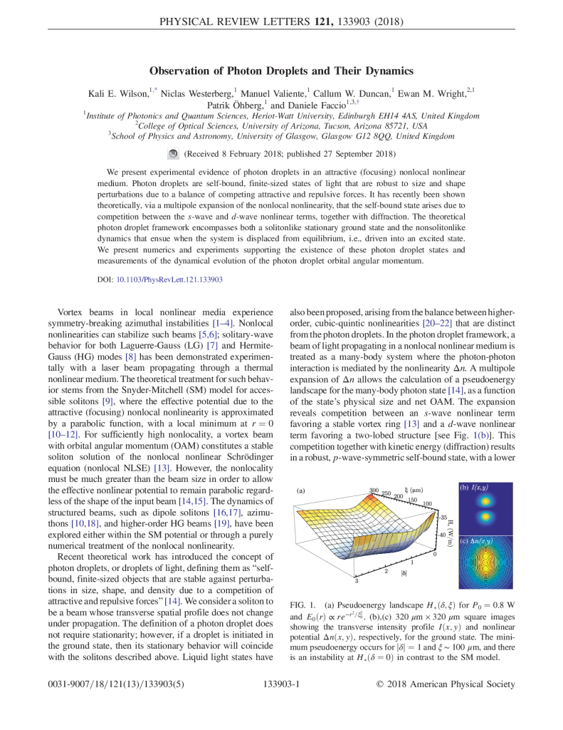 Observation of photon droplets and their dynamics