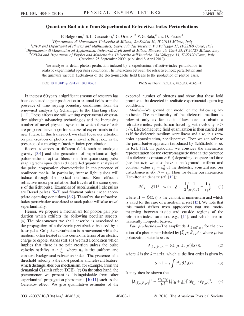 Quantum radiation from superluminal refractive index perturbations