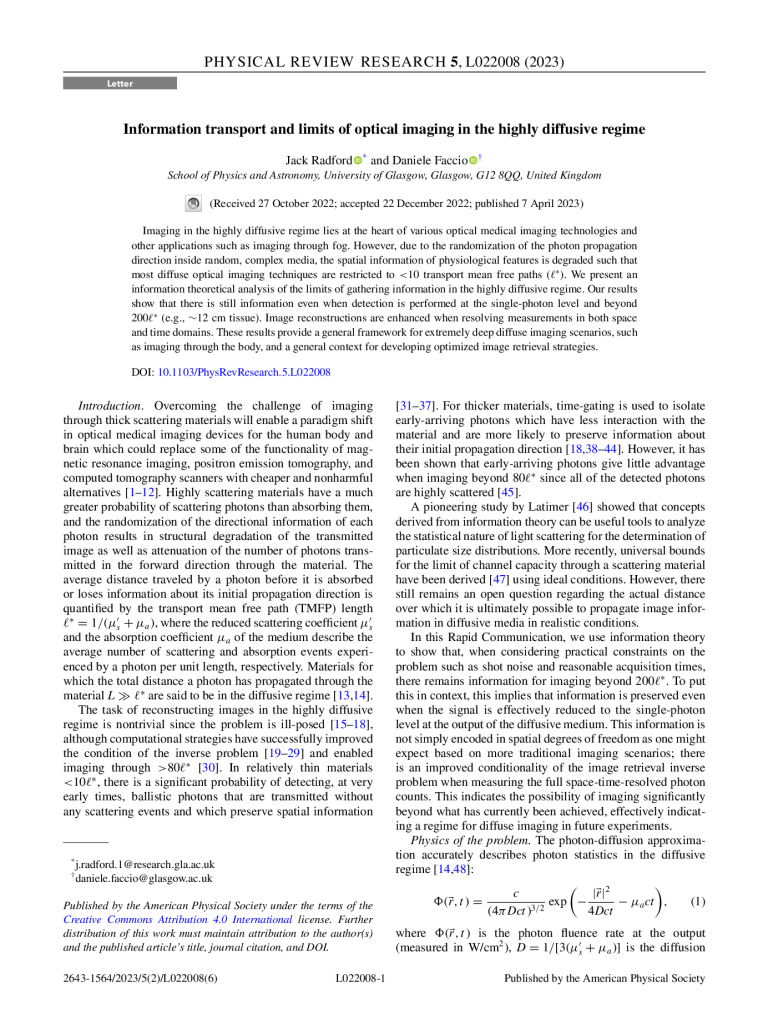 Information transport and limits of optical imaging in the highly diffusive regime