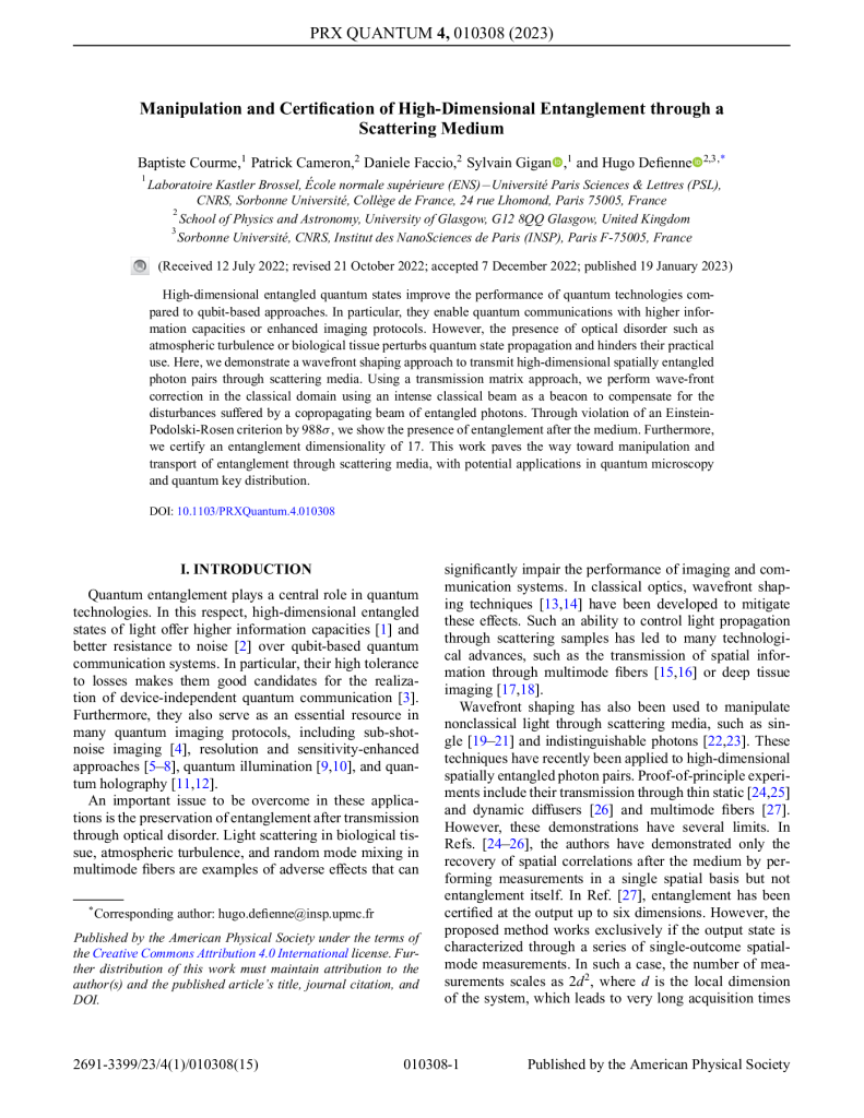 Manipulation and certification of high-dimensional entanglement through a scattering medium