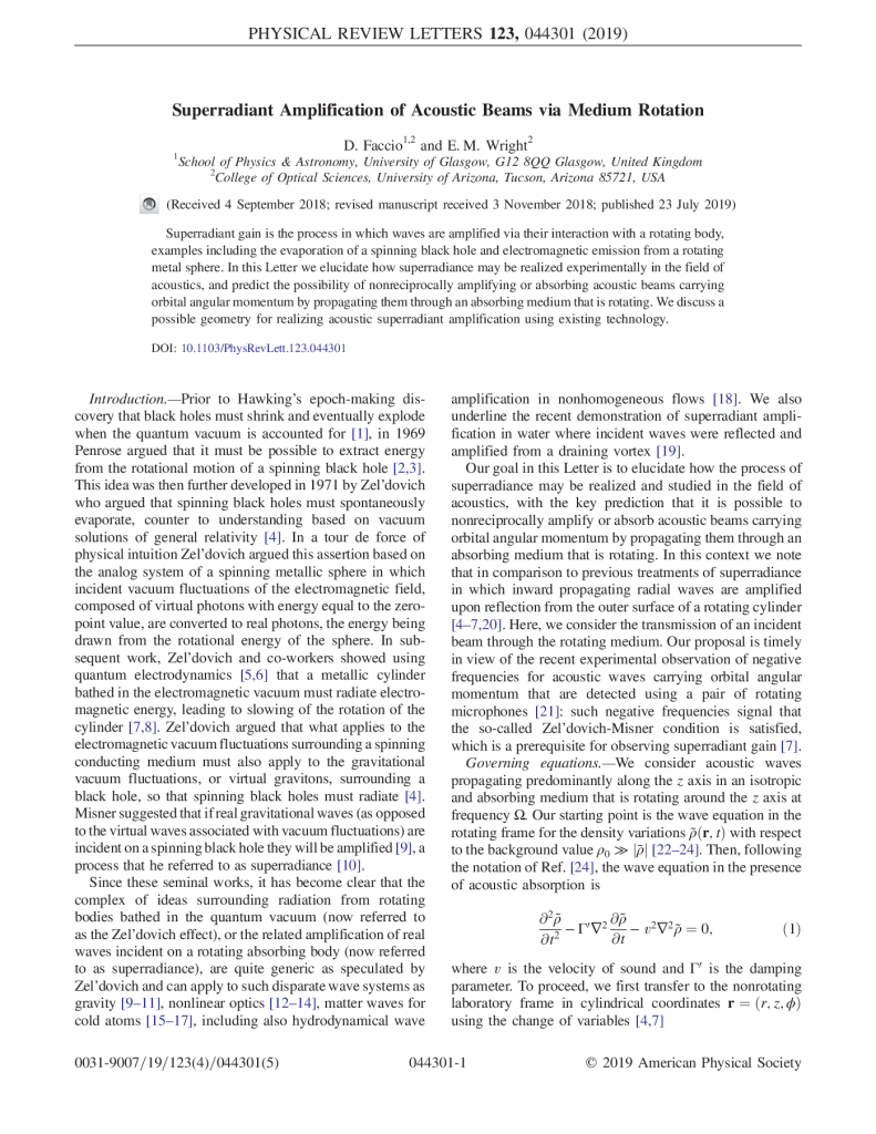 Superradiant Amplification of Acoustic Beams via Medium Rotation