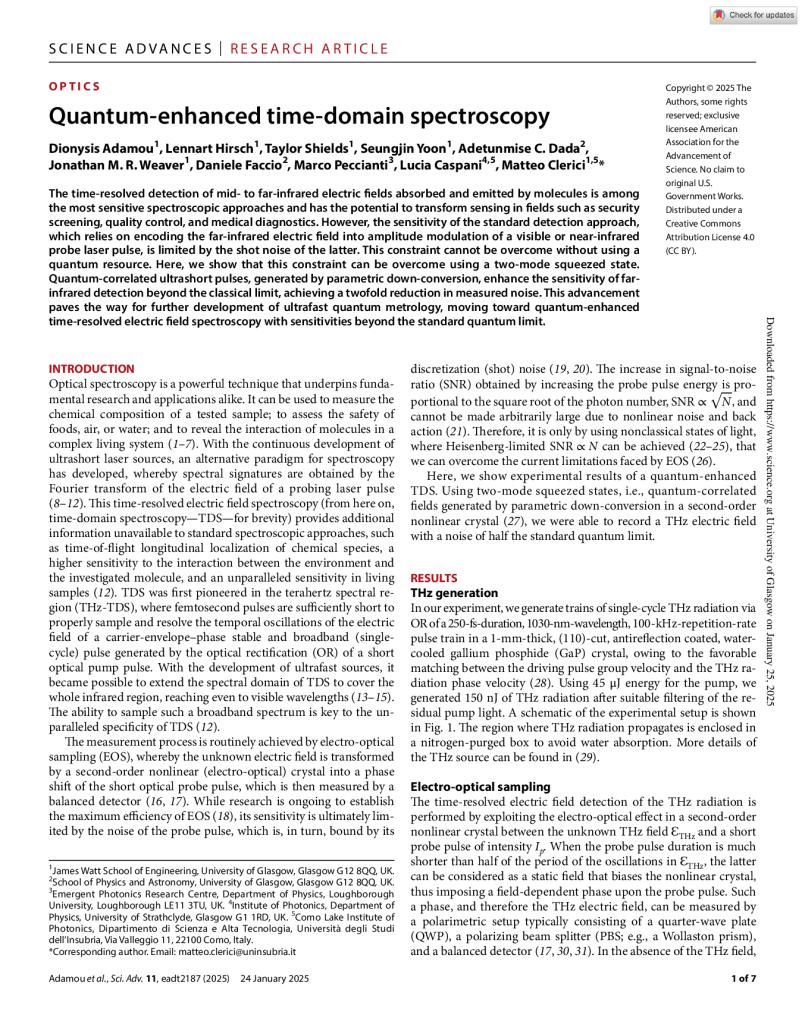 Quantum-enhanced time-domain spectroscopy