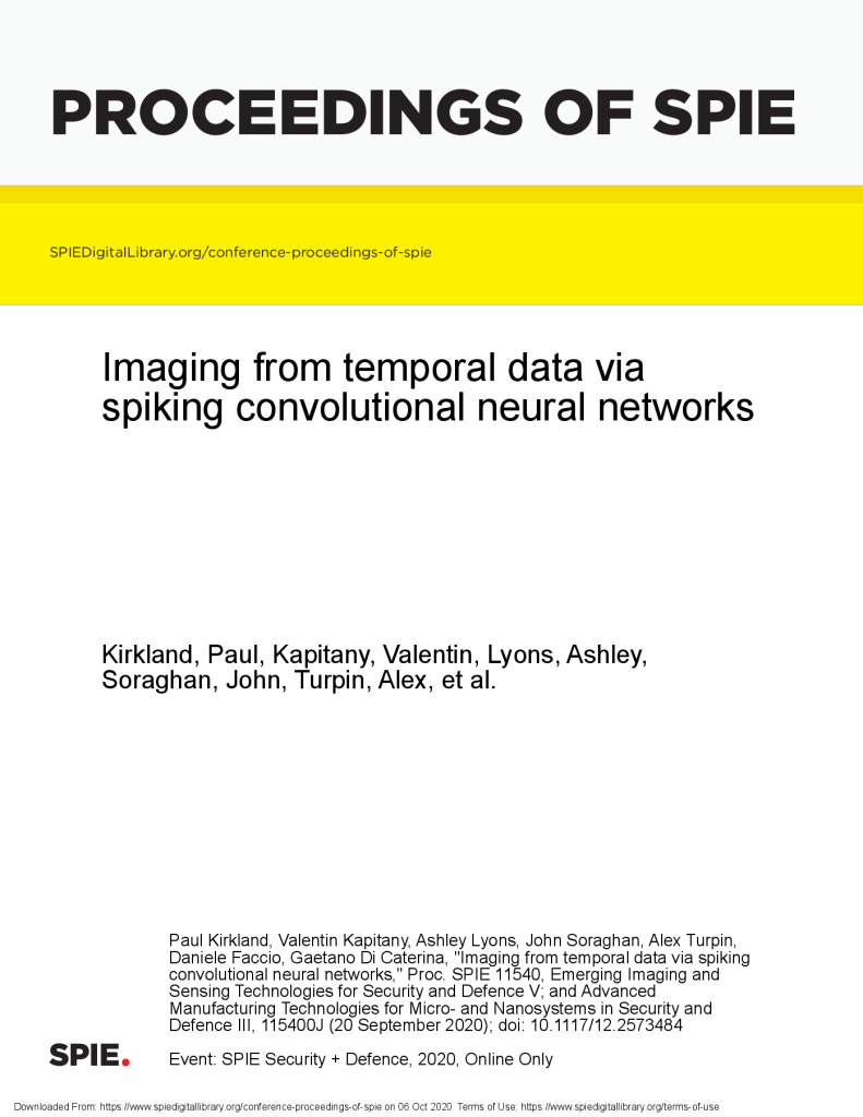 Imaging from temporal data via spiking convolutional neural networks