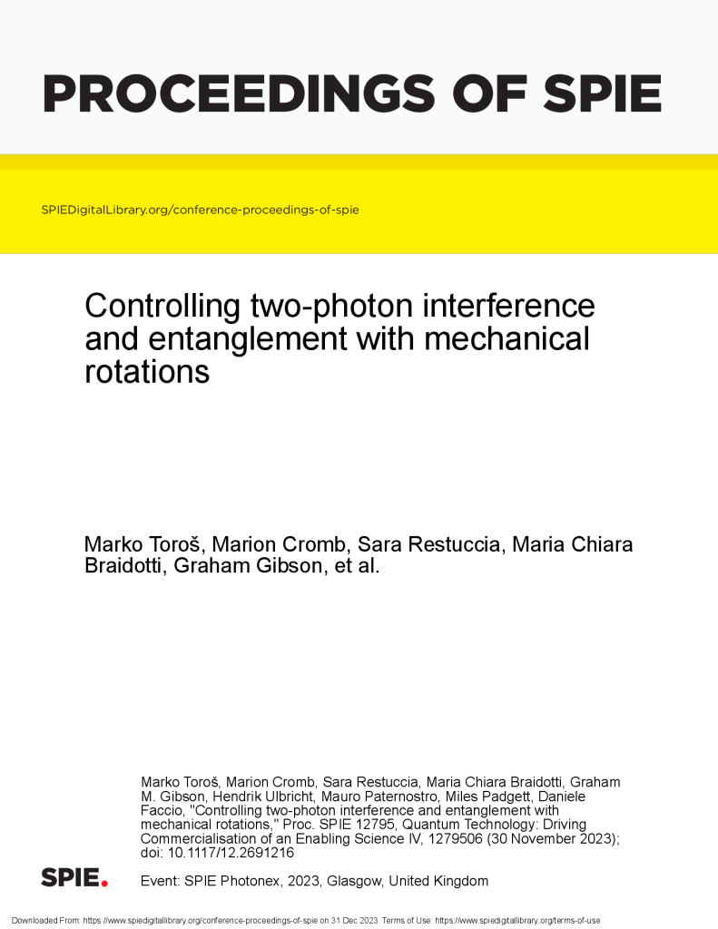 Controlling two-photon interference and entanglement with mechanical rotations