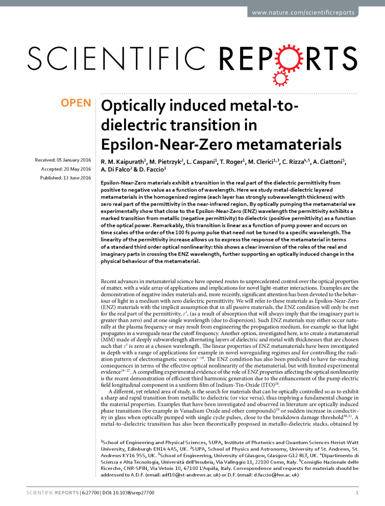 Optically induced metal-to-dielectric transition in Epsilon-Near-Zero metamaterials