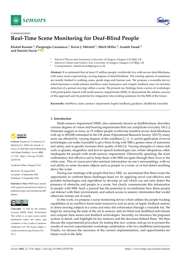Real-Time Scene Monitoring for Deaf-Blind People