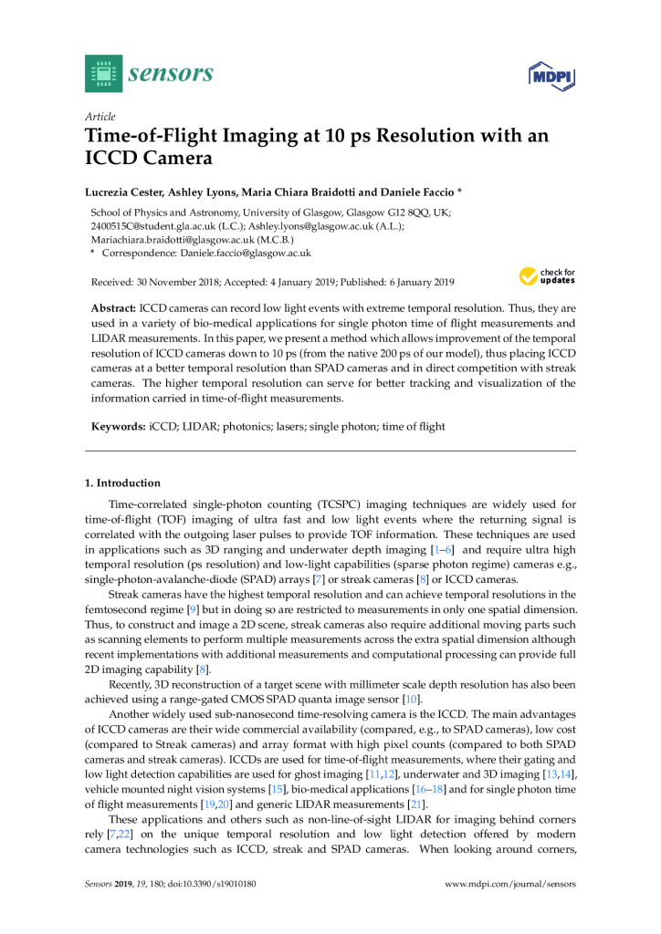 Time-of-Flight Imaging at 10 ps Resolution with an ICCD Camera