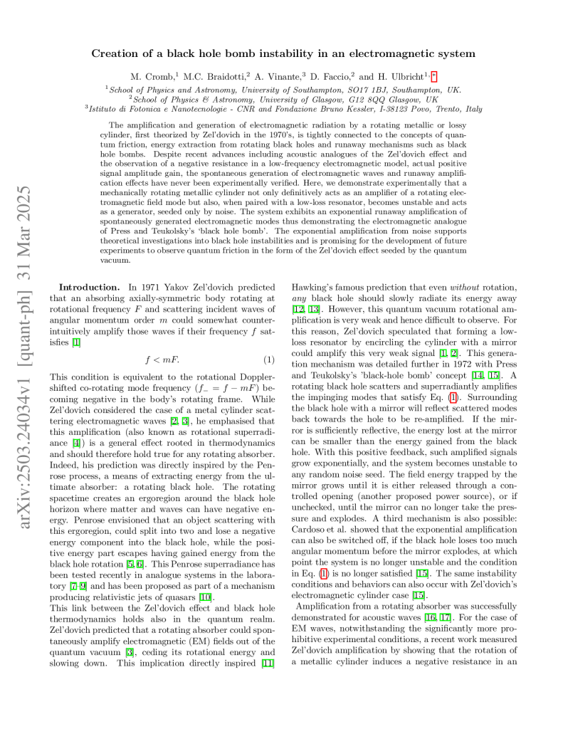 Creation of a black hole bomb instability in an electromagnetic system