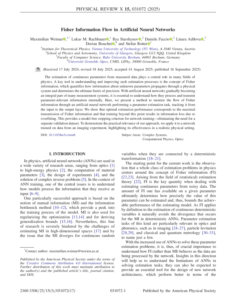 Fisher Information Flow in Artificial Neural Networks