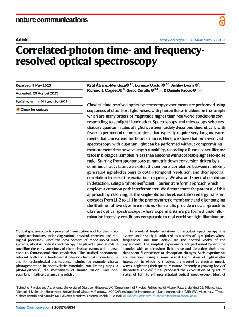 Correlated-photon time- and frequency resolved optical spectroscopy