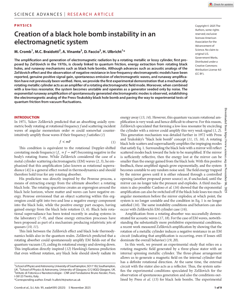 Creation of a black hole bomb instability in an electromagnetic system