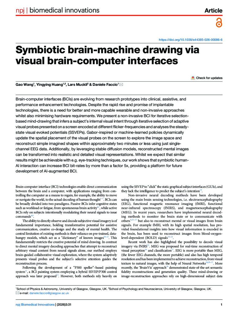 Symbiotic brain-machine drawing via visual brain-computer interfaces