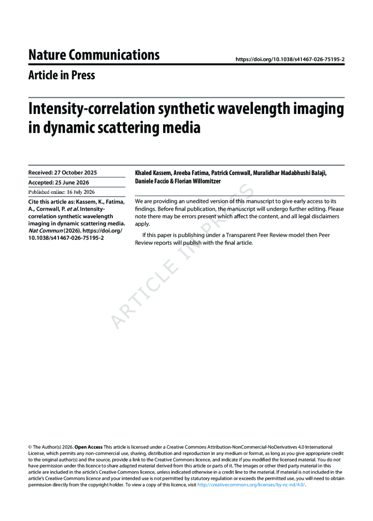 Intensity-correlation synthetic wavelength imaging in dynamic scattering media