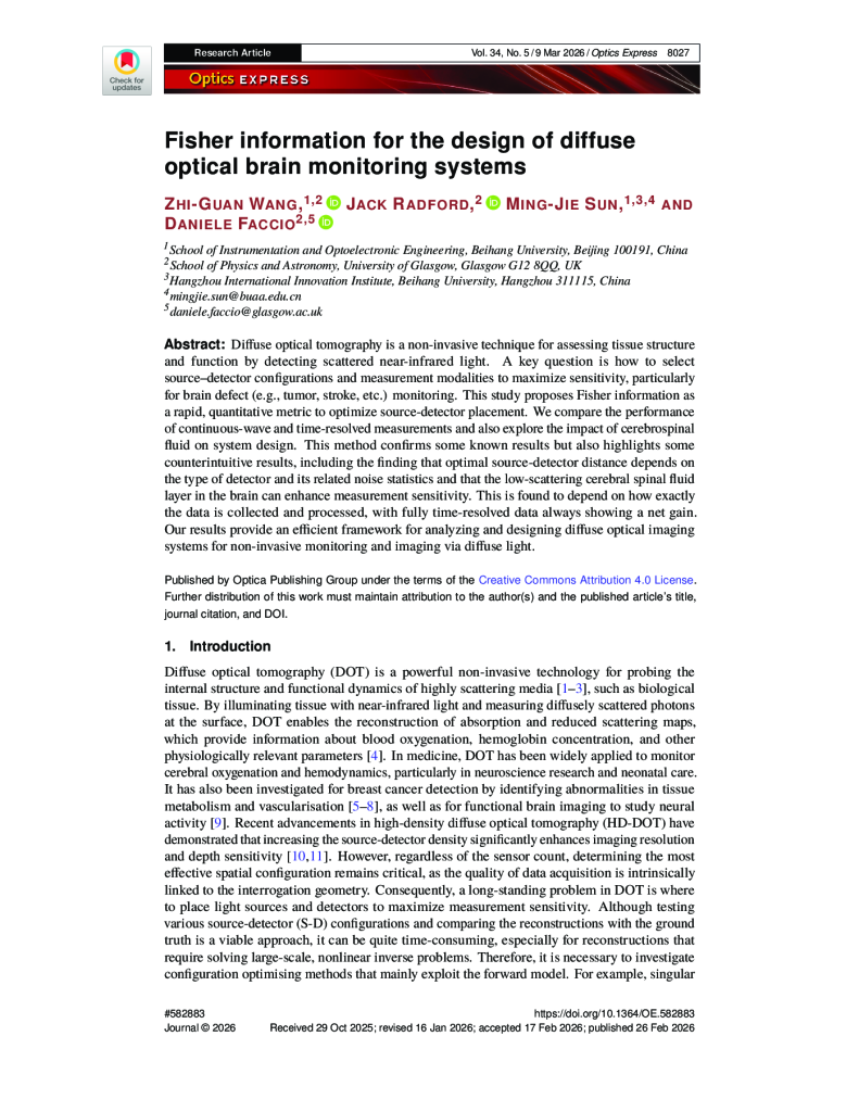 Fisher information for the design of diffuse optical brain monitoring systems